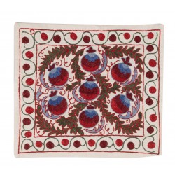 Decorative Suzani Silk Embroidery Cushion Cover from Uzbekistan. 19" x 19" (46 x 46 cm)