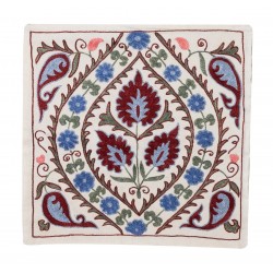 Hand Embroidery Suzani Cushion Cover, Decorative Central Asian / Uzbek Throw Pillow Cover. 19" x 19" (46 x 46 cm)