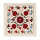 21st Century Hand Embroidered Silk Suzani Cushion Cover from Uzbekistan, Decorative Throw Pillow Cover. 19" x 19" (46 x 46 cm)