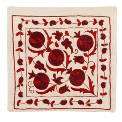 Uzbek Silk Embroidery Suzani Cushion Cover. Decorative Lace Pillow Cover. 19" x 19" (46 x 46 cm)