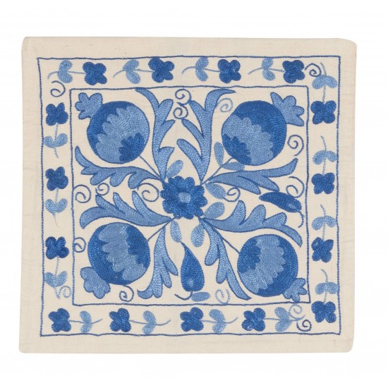 New Silk Embroidery Cushion Cover from Uzbekistan. Decorative Suzani Textile. 19" x 19" (46 x 46 cm)