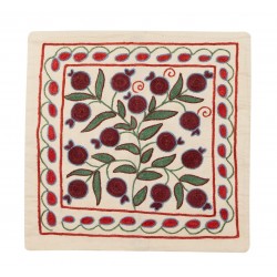 Elegant New Silk Hand Embroidered Suzani Cushion Cover from Uzbekistan. 19" x 19" (46 x 46 cm)