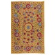 Decorative Silk Suzani Textille. Brand New Uzbek Embroidery Wall Hanging, Bed or Table Cover. 4.6 x 7 Ft (140 x 215 cm)