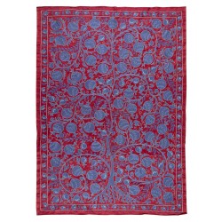 New Silk Embroidery Suzani Textille. Traditional Handmade Uzbek Wall Hanging, Bed or Table Cover. 5 x 6.9 Ft (150 x 210 cm)
