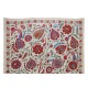New Silk Embroidery Suzani Textille. Traditional Handmade Uzbek Bed Cover. 6.8 x 9 Ft (205 x 275 cm)