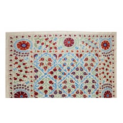 New Silk Embroidery Suzani Textille. Traditional Handmade Uzbek Bed Cover. 8.5 x 9.6 Ft (257 x 290 cm)