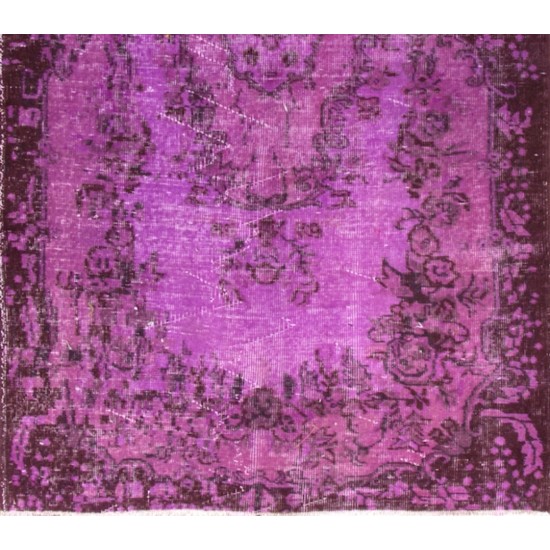 Purple Overdyed Accent Rug, Mid-Century Handmade Central Anatolian Carpet. 3.8 x 6.5 Ft (114 x 198 cm)