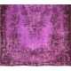 Purple Overdyed Accent Rug, Mid-Century Handmade Central Anatolian Carpet. 3.8 x 6.5 Ft (114 x 198 cm)