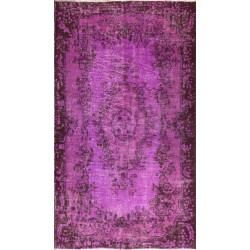 Purple Overdyed Accent Rug, Mid-Century Handmade Central Anatolian Carpet. 3.8 x 6.5 Ft (114 x 198 cm)