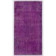 Purple Overdyed Accent Rug, Mid-Century Handmade Central Anatolian Carpet. 3.9 x 7.3 Ft (116 x 220 cm)