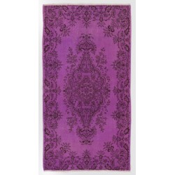 Purple Overdyed Accent Rug, Mid-Century Handmade Central Anatolian Carpet. 3.9 x 7 Ft (117 x 214 cm)