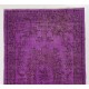 Purple Overdyed Accent Rug, Mid-Century Handmade Central Anatolian Carpet. 3.9 x 7.3 Ft (118 x 220 cm)