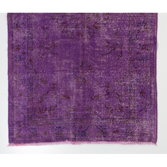 Purple Overdyed Accent Rug, Mid-Century Handmade Central Anatolian Carpet. 4 x 6.9 Ft (120 x 210 cm)