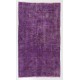 Purple Overdyed Accent Rug, Mid-Century Handmade Central Anatolian Carpet. 4 x 6.9 Ft (120 x 210 cm)