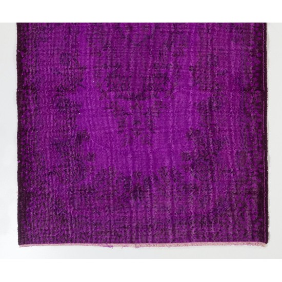Purple Overdyed Accent Rug, Mid-Century Handmade Central Anatolian Carpet. 4 x 7 Ft (120 x 212 cm)
