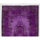 Purple Overdyed Accent Rug, Mid-Century Handmade Central Anatolian Carpet. 4 x 6.8 Ft (121 x 205 cm)