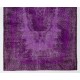 Purple Overdyed Accent Rug, Mid-Century Handmade Central Anatolian Carpet. 4 x 6.8 Ft (121 x 205 cm)