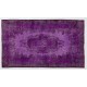 Purple Overdyed Accent Rug, Mid-Century Handmade Central Anatolian Carpet. 4 x 6.8 Ft (121 x 205 cm)