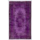 Purple Overdyed Accent Rug, Mid-Century Handmade Central Anatolian Carpet. 4 x 6.8 Ft (121 x 205 cm)