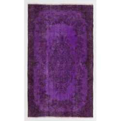 Purple Overdyed Accent Rug, Mid-Century Handmade Central Anatolian Carpet. 4 x 6.8 Ft (121 x 205 cm)