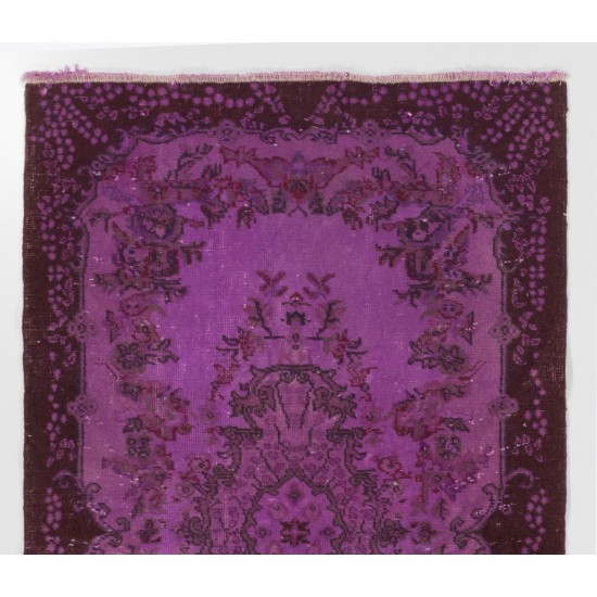 Purple Overdyed Accent Rug, Mid-Century Handmade Central Anatolian Carpet. 4 x 7 Ft (121 x 213 cm)