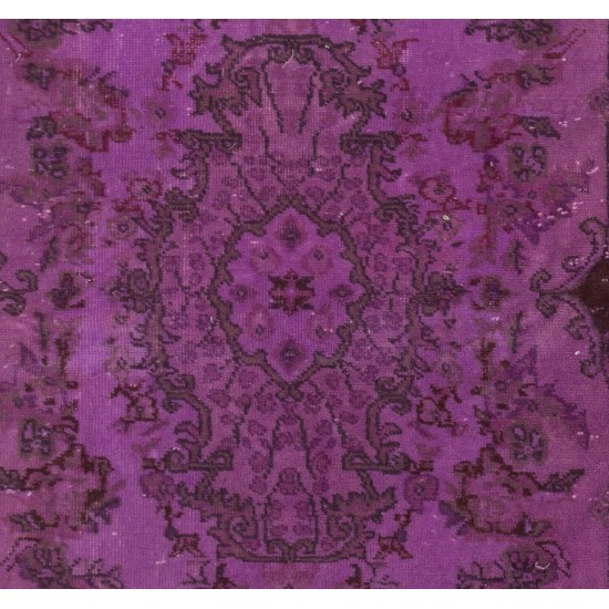 Purple Overdyed Accent Rug, Mid-Century Handmade Central Anatolian Carpet. 4 x 7 Ft (121 x 213 cm)