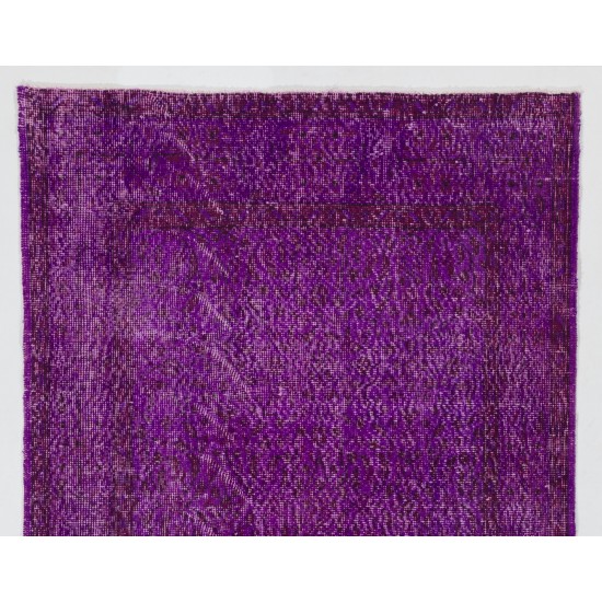 Purple Overdyed Accent Rug, Mid-Century Handmade Central Anatolian Carpet. 4 x 6.5 Ft (122 x 198 cm)