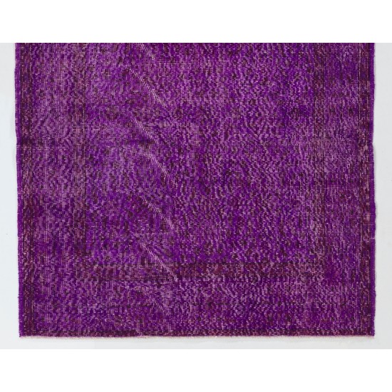 Purple Overdyed Accent Rug, Mid-Century Handmade Central Anatolian Carpet. 4 x 6.5 Ft (122 x 198 cm)