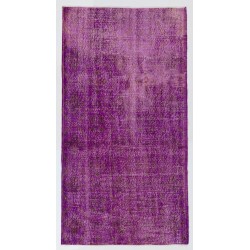 Purple Overdyed Accent Rug, Mid-Century Handmade Central Anatolian Carpet. 4 x 7.5 Ft (122 x 227 cm)