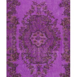 Purple Overdyed Accent Rug, Mid-Century Handmade Central Anatolian Carpet. 4.2 x 6.6 Ft (128 x 199 cm)