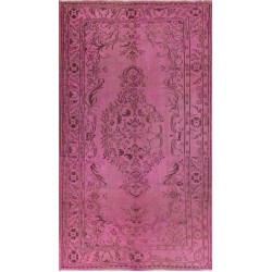 Purple Overdyed Area Rug, Mid-Century Handmade Central Anatolian Carpet. 4.9 x 8.6 Ft (147 x 260 cm)