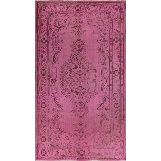 Purple Overdyed Area Rug, Mid-Century Handmade Central Anatolian Carpet. 4.9 x 8.6 Ft (147 x 260 cm)