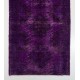 Purple Overdyed Runner Rug, Mid-Century Handmade Central Anatolian Corridor Carpet. 4.9 x 11.7 Ft (148 x 354 cm)