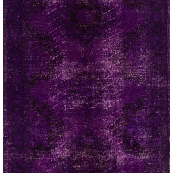 Purple Overdyed Runner Rug, Mid-Century Handmade Central Anatolian Corridor Carpet. 4.9 x 11.7 Ft (148 x 354 cm)