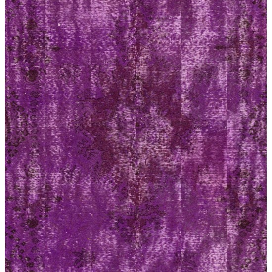 Purple Overdyed Area Rug, Mid-Century Handmade Central Anatolian Carpet. 5 x 8.7 Ft (150 x 264 cm)