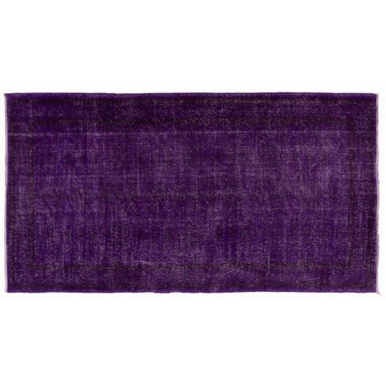 Purple Overdyed Rug, Mid-Century Handmade Central Anatolian Carpet. 5 x 9 Ft (155 x 277 cm)