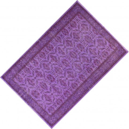 Purple Overdyed Rug, Mid-Century Handmade Central Anatolian Carpet. 5.7 x 8.4 Ft (172 x 255 cm)