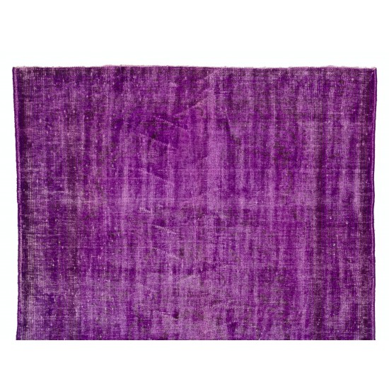 Purple Overdyed Rug, Mid-Century Handmade Central Anatolian Carpet. 5.9 x 9 Ft (178 x 274 cm)