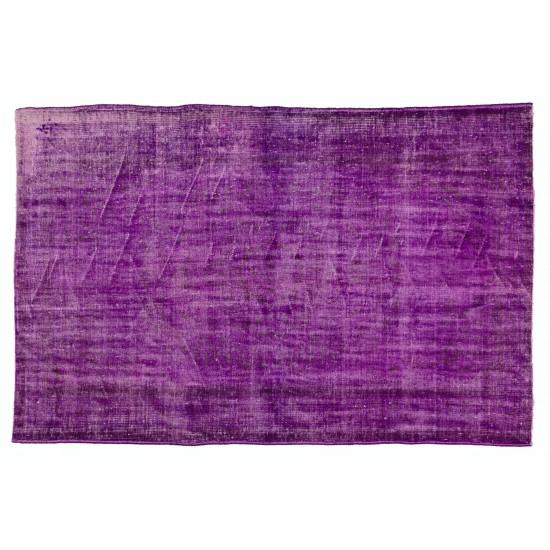 Purple Overdyed Rug, Mid-Century Handmade Central Anatolian Carpet. 5.9 x 9 Ft (178 x 274 cm)