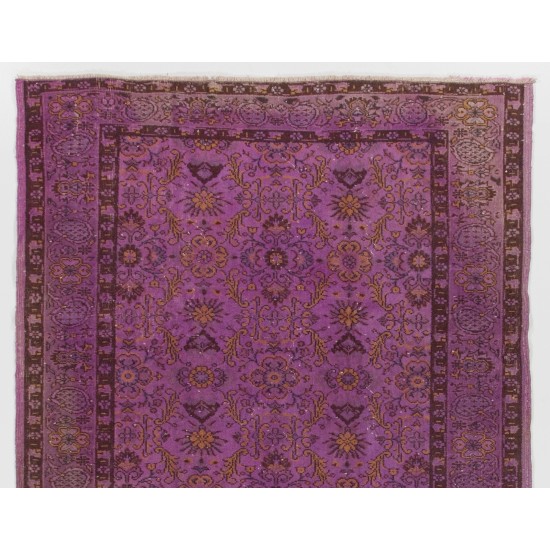 Purple Overdyed Rug, Mid-Century Handmade Central Anatolian Carpet. 5.9 x 9.2 Ft (178 x 280 cm)