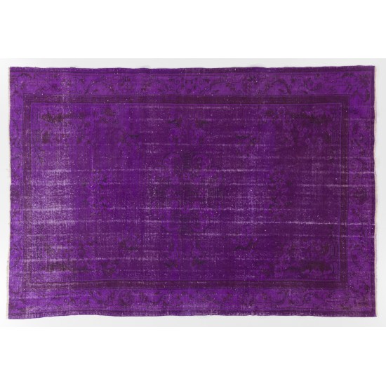 Purple Overdyed Rug, Mid-Century Handmade Central Anatolian Carpet. 6.2 x 9.4 Ft (188 x 285 cm)