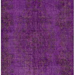 Purple Overdyed Area Rug, Mid-Century Handmade Central Anatolian Carpet. 6.3 x 10 Ft (189 x 305 cm)