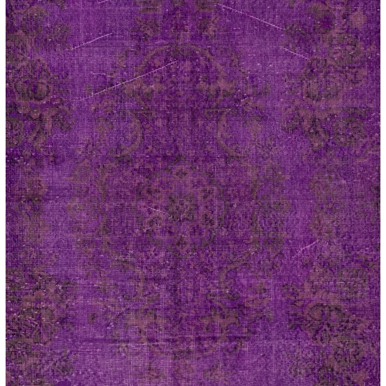 Purple Overdyed Area Rug, Mid-Century Handmade Central Anatolian Carpet. 6.3 x 10 Ft (189 x 305 cm)