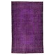 Purple Overdyed Area Rug, Mid-Century Handmade Central Anatolian Carpet. 6.3 x 10 Ft (189 x 305 cm)