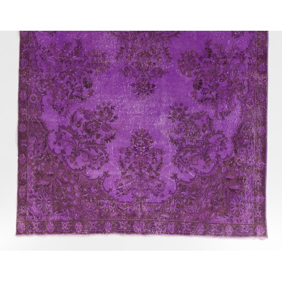 Purple Overdyed Area Rug, Mid-Century Handmade Central Anatolian Carpet. 6.3 x 10.2 Ft (189 x 310 cm)