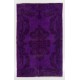 Purple Overdyed Area Rug, Mid-Century Handmade Central Anatolian Carpet. 6.3 x 9.6 Ft (190 x 290 cm)