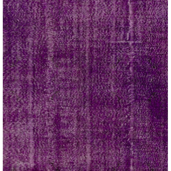 Purple Overdyed Area Rug, Mid-Century Handmade Central Anatolian Carpet. 6.4 x 9.3 Ft (193 x 282 cm)