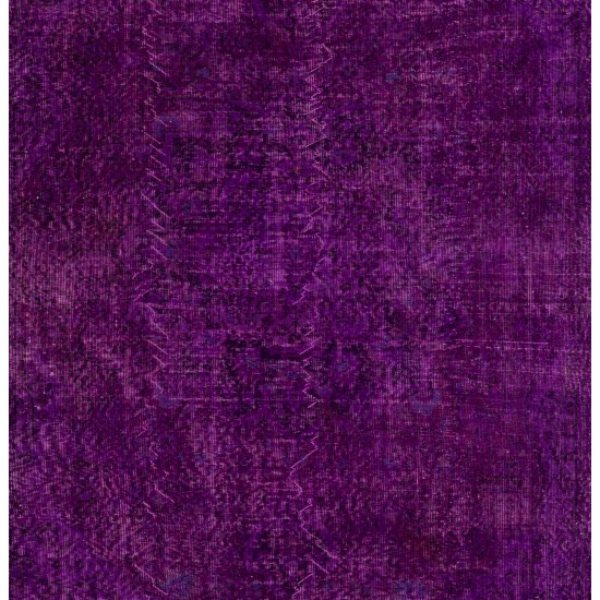Contemporary Purple Overdyed Area Rug, Mid-Century Handmade Central Anatolian Carpet. 6.4 x 10.3 Ft (195 x 311 cm)