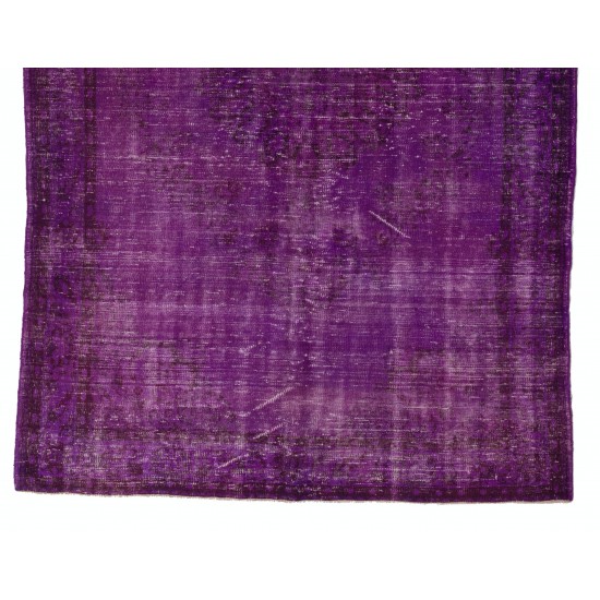 Contemporary Purple Overdyed Area Rug, Mid-Century Handmade Central Anatolian Carpet. 6.5 x 10.2 Ft (196 x 308 cm)