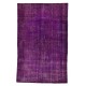 Contemporary Purple Overdyed Area Rug, Mid-Century Handmade Central Anatolian Carpet. 6.5 x 10.2 Ft (196 x 308 cm)